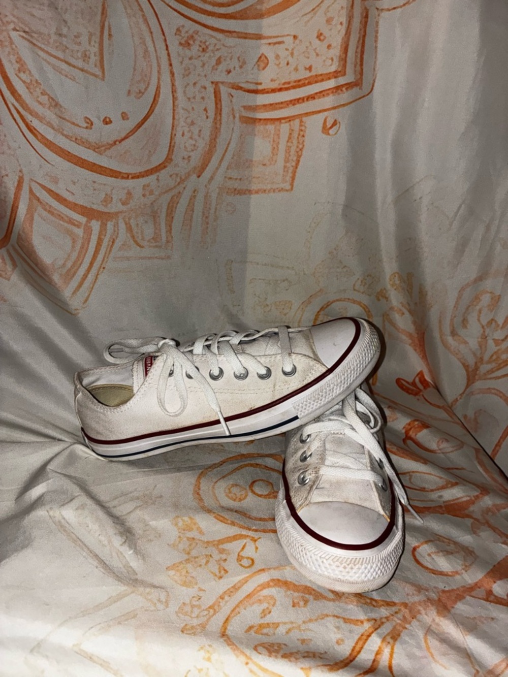 Converse White Canvas Sneaker with Maroon Accents